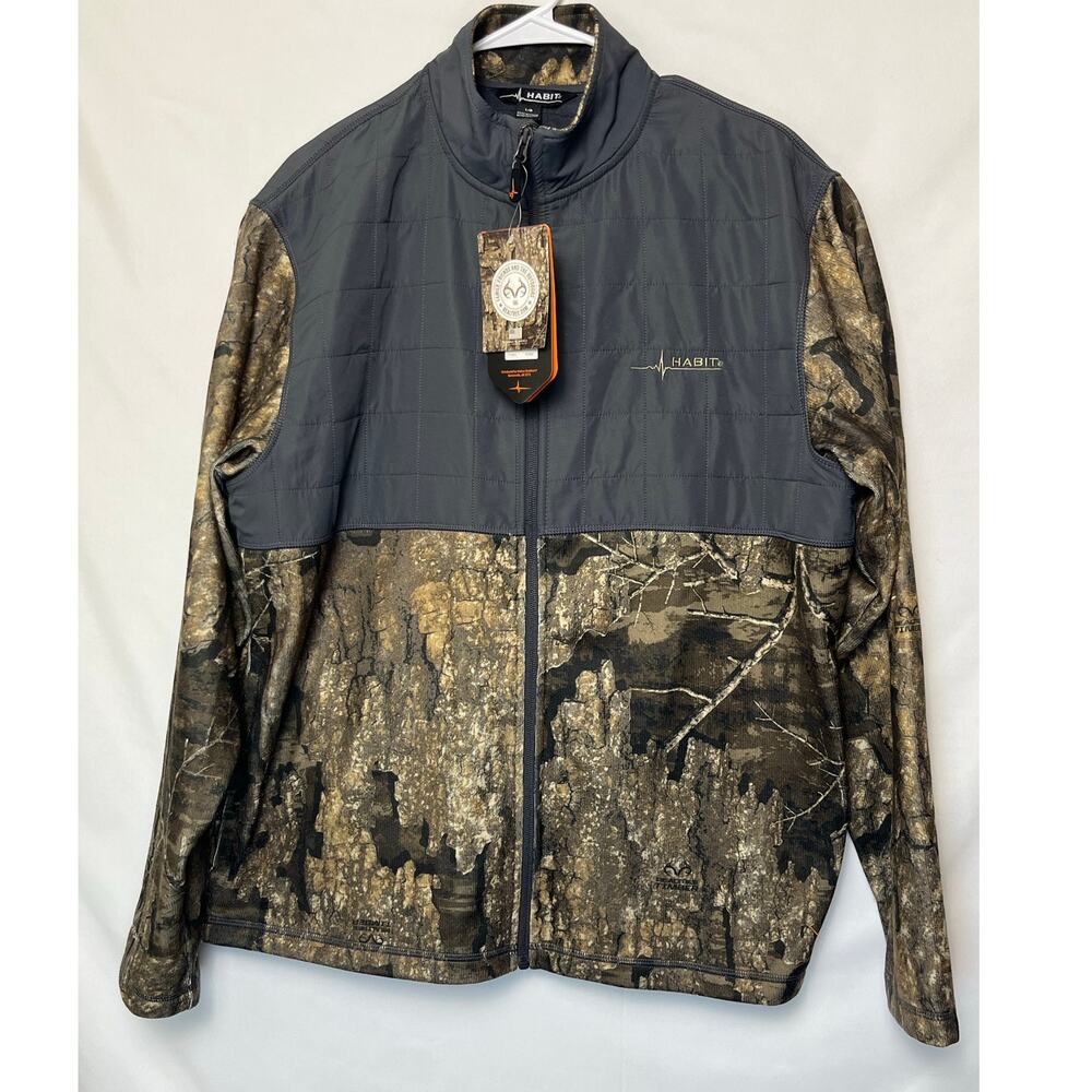 NWT Habit Men’s Large Green Camo Capetree Valley Full Zip Fleece Sweater Jacket